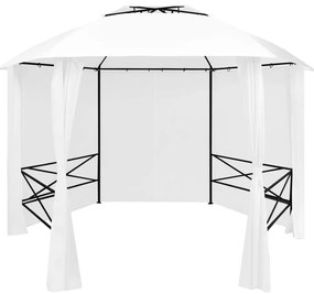 vidaXL Κιόσκι Κήπου με Κουρτίνες Λευκό 360 x 312 x 265 εκ. 180 γρ/μ²