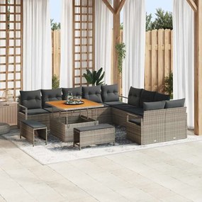 vidaXL Σετ Καναπέ Κήπου με μαξιλάρι 13 pcs Γκρι 100 x 100 x 71 cm