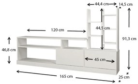 Σύνθεση τηλεόρασης Pesaro Megapap χρώμα λευκό 165x25x91,3εκ.