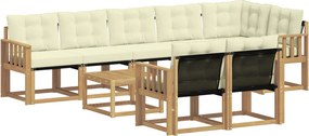 vidaXL Σειρά Καναπέ Εξωτερικού με μαξιλάρι 9 pcs Λευκό και Κρεμ