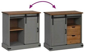 vidaXL Sideboard HALDEN με συρόμενη πόρτα γκρι 80x40x80 cm μασίφ ξύλο