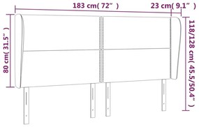 Κεφαλάρι με Πτερύγια Σκούρο Γκρι 183x23x118/128 εκ. Βελούδινο - Γκρι