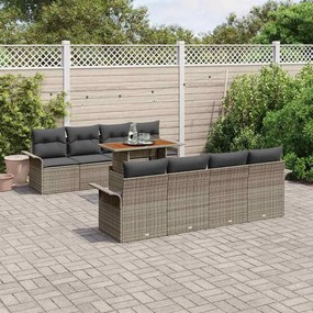 vidaXL Σετ Καναπέ Κήπου με αποθήκευση 9 pcs Γκρι Πολυ ράταν