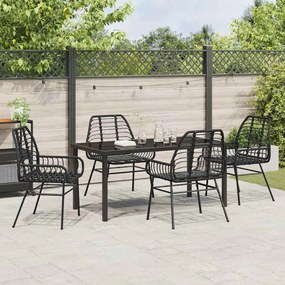 vidaXL Σέτ φαγητού για κήπο 5 pcs Μαύρο συνθετικό ρατάν