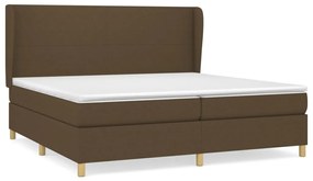 Κρεβάτι Boxspring με Στρώμα Σκούρο Καφέ 200x200 εκ. Υφασμάτινο - Καφέ