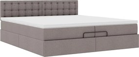 vidaXL Οθωμανικό κρεβάτι με στρώμα Taupe 200x200 cm Ύφασμα