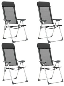 vidaXL Καρέκλες Camping Πτυσσόμενες 4 τεμ. Μαύρες από Αλουμίνιο