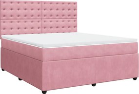 vidaXL Κρεβάτι Boxspring με Στρώμα Ροζ 180x200 εκ. Βελούδινο