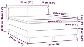 Κρεβάτι Boxspring με Στρώμα Ροζ 160x210 εκ. Βελούδινο - Ροζ