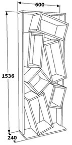 Βιβλιοθήκη Jamey pakoworld φυσικό-ανθρακί 60x24x153,6εκ (1 τεμάχια)