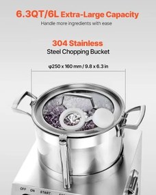 VEVOR Food Processor &amp; Vegetable Chopper 6L Food-Grade Stainless Steel Blender