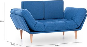 Τριθέσιος Καναπές Κρεβάτι Μπλε Ρουά BUTULA 85x200x80