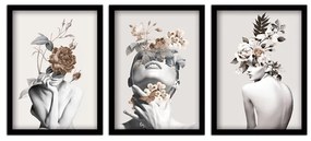 Πίνακας "Flower Girls" Megapap 3 τμχ. σε πλαίσιο 35x45x2εκ.-GP052-0081