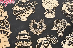 Intra απο ξύλο plywood 3mm-4mm πάχος – Πακέτο τέχνης τοίχου για την ημέρα του Αγίου Βαλεντίνου | CNC Δίασταση  40x30 cm INTRAFABR-110399703