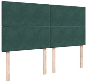 vidaXL Κρεβάτι Boxspring με Στρώμα Σκούρο Πράσινο 180x200εκ. Βελούδινο