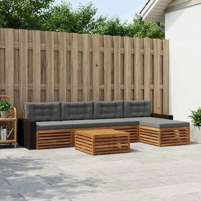 vidaXL Σειρά Καναπέ Εξωτερικού 6 pcs Φυσικό και Ανθρακί