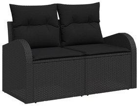 vidaXL Set Καναπέ Κήπου  14 Τεμαχίων με Μάξιλα Μαύρο Συνθετικό Ρατάν Ακακία
