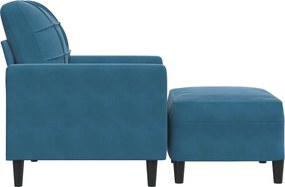 vidaXL Πολυθρόνα Μπλε 60 εκ. Βελούδινη με Υποπόδιο