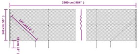 vidaXL Συρματόπλεγμα Περίφραξης Ανθρακί 1,4 x 25 μ. με Καρφωτές Βάσεις