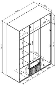 Ντουλάπα Bruse μελαμίνη σε sonoma-oak απόχρωση 148.5x56.5x203.2εκ 148.5x56.5x203.2 εκ.