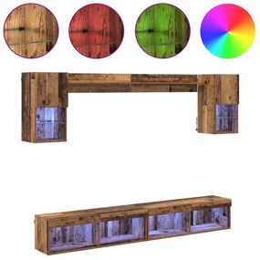 Μονάδες Τοίχου ΤV με LED 6 pcs Παλιό ξύλο Επεξεργασμένο ξύλο