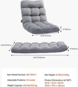 VEVOR Floor Chair with Back Support Folding Sofa Chair 14 Adjustable Positions