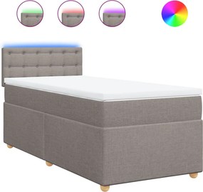 vidaXL Κρεβάτι Boxspring με Στρώμα Taupe 100 x 200 εκ. Υφασμάτινο