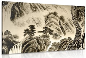 Εικόνα κινεζική ζωγραφική τοπίων σε σέπια - 120x80