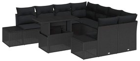 vidaXL Σετ Καναπέ Κήπου με μαξιλάρι 9 pcs Μαύρο 100 x 55 x 73 εκ