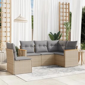 vidaXL Patio Sofa Set 5-θέσια Beige and Grey