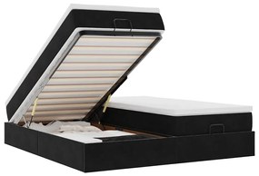 vidaXL Οθωμανικό κρεβάτι με στρώματα Μαύρο 160x200cm Velvet