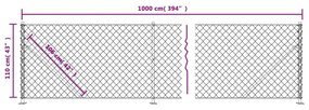 Συρματόπλεγμα Περίφραξης Ανθρακί 1,1 x 10 μ. με Βάσεις Φλάντζα - Ανθρακί