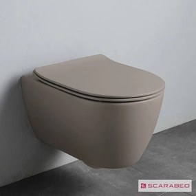 SCARABEO Moon Clean Flush 552000SC-510 Λεκάνη Κρεμαστή Rimless 50,5εκ με Slim Soft Close Κάλυμμα Μπεζ