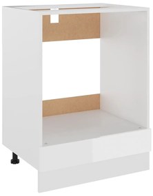 Ντουλάπι για Φούρνο Γυαλιστερό Λευκό 60x46x81,5 εκ. Επεξ. Ξύλο - Λευκό