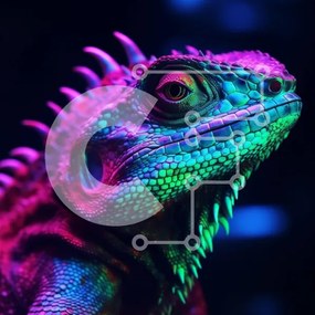 Intra Συλλεκτικό Ξύλινο Παζλ Plywood 4mm - Πολύχρωμο ιγκουάνα με ζωηρά μάτια Σε Ξύλινο Κουτί - Διαστάσεις: 10x10 cm – 25 κομμάτια