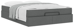 vidaXL Σκελετός κρεβατιού με στρώμα 2 pcs Σκούρο Γκρι ύφασμα