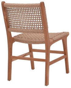Καρέκλα Sponze σκελετός teak ξύλο με σχοινί σε φυσική απόχρωση 50x58x85εκ 50x58.5x85 εκ.