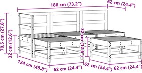 vidaXL Σετ Ξαπλώστρας Κήπου 5 pcs Κερωμένο Καφέ Στερεό πεύκο
