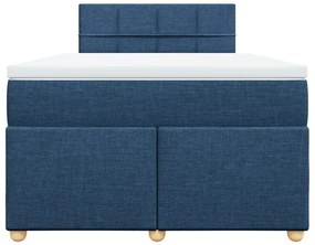 Κρεβάτι Boxspring με Στρώμα Μπλε 120x190 εκ. Υφασμάτινο - Μπλε