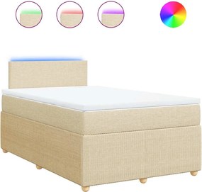 vidaXL Κρεβάτι Boxspring με Στρώμα Κρεμ 120x190 εκ. Υφασμάτινο
