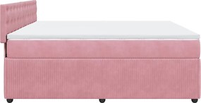 vidaXL Κρεβάτι Boxspring με Στρώμα Ροζ 180x200 εκ. Βελούδινο