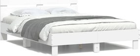 vidaXL Πλαίσιο Κρεβατιού με Κεφαλάρι/LED Λευκό 140 x 200 εκ