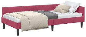 vidaXL Πλαϊνό Κρεβάτι Μπορντό 100 x 200 cm Βελούδο και Στιβαρή ξυλεία