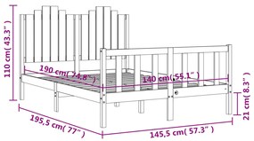 ΠΛΑΙΣΙΟ ΚΡΕΒΑΤΙΟΥ ΜΕ ΚΕΦΑΛΑΡΙ ΜΑΥΡΟ 140X190 ΕΚ. ΜΑΣΙΦ ΞΥΛΟ 3192280