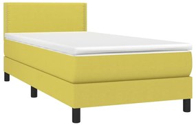 vidaXL Κρεβάτι Boxspring με Στρώμα Πράσινο 100 x 200 εκ. Υφασμάτινο