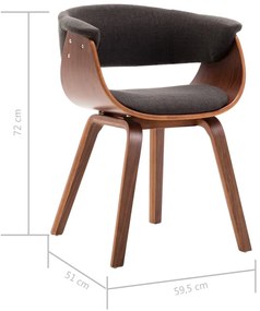 Καρέκλες Τραπεζαρίας 4 τεμ. Γκρι από Λυγισμένο Ξύλο και Ύφασμα - Γκρι