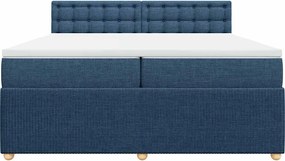 vidaXL Κρεβάτι Boxspring με Στρώμα Μπλε 200x200 εκ. Υφασμάτινο