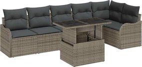 vidaXL Σετ Καναπέ με μαξιλάρι 7 pcs Γκρι Πολυ ράταν