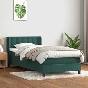 BOX SPRING ΚΡΕΒΑΤΙ ΜΕ ΣΤΡΩΜΑ ΣΚΟΥΡΟ ΠΡΑΣΙΝΟ 80X220ΕΚ. ΒΕΛΟΥΔΙΝΟ 3318474