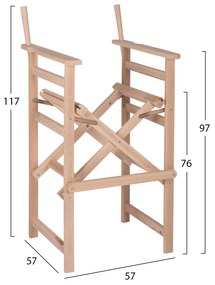 Σκαμπό Μπαρ Σκηνοθέτη Palmer Άβαφος Σκελετός 57x57x117Yεκ.